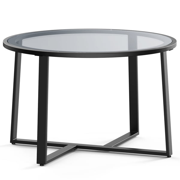 HLONK glass round coffee table gray glass