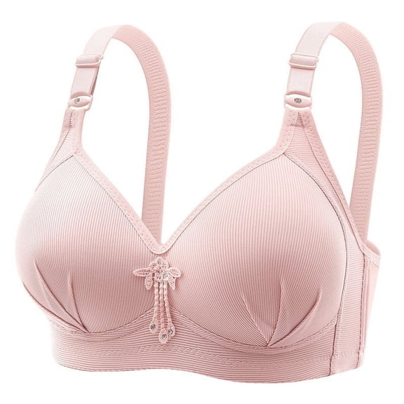 Tnhcen Seamless Wireless Bra Women's Plus-Size Thin Comfortable Breathable Cotton Bra Cover Underwire Sports Bra Underwear Women Underwear , Rose Gold, XL