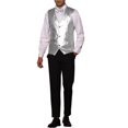 thumbnail image 2 of INSPIRE CHIC Faux Leather Suit Vest for Men's Formal Western PU Waistcoat with Bow-Tie XL Silver, 2 of 4