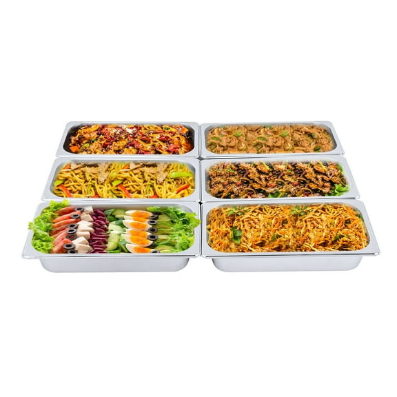 Miumaeov 6 Pack 2.5'' Deep 1/3 Size Steam Table Pans Stainless Steel Hotel Pan Buffet Serving Fan
