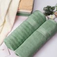 thumbnail image 3 of PiccoCasa 2 Pcs Absorbent Bamboo Cotton Bath Towels 2 Style, 27" x 54", Green, 3 of 7