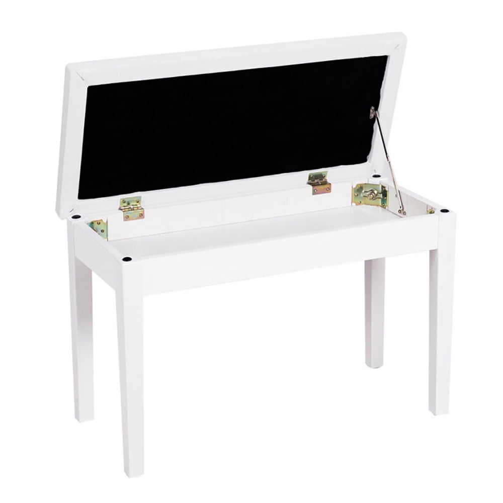 Finihen Piano Bench, Comfortable Piano Stool with Padded Cushion, Solid Wood PU Leather Padded Piano Bench Keyboard Seat, White Finihen Piano Bench, Comfortable Piano Stool with Padded Cushion, Solid Wood PU Leather Padded Piano Bench Keyboard Seat, White