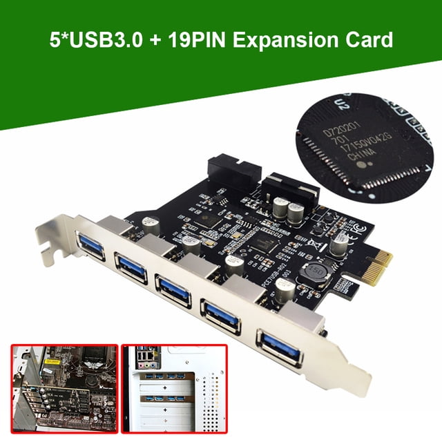 Tarjeta De Expansión Usb 3.0 Tarjeta De Expansión Pci-E Para Pc De Escritorio 5 Puertos Usb 3.0 Hub Adapter Extender