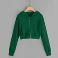 thumbnail image 2 of BLVB Girls Zip up Cropped Hoodies Teen Casual Long Sleeve Full-Zip Sweatshirts Jackets with Pockets 5-14 Years, 2 of 7