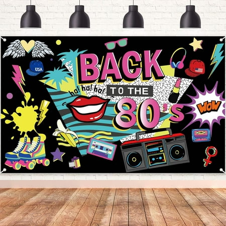 80's Party Decorations Banner - Back to The 80's Backdrop Party Supplies