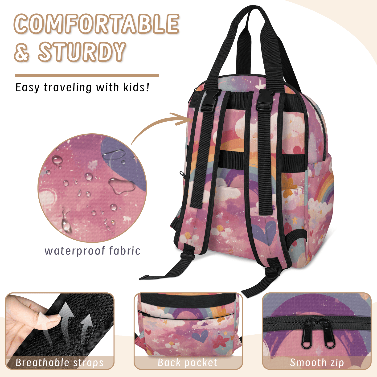 Large Capacity Diaper Bag Backpack with Insulated Pocket & Organizer,Multifunction Maternity Travel Pack for Baby Care