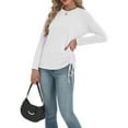 thumbnail image 2 of JGGSPWM Womens Long Sleeve Shirts Solid Color Crewneck Blouse Tops Loose Fit Stretch Casual Workout Basic Fall T-Shirts White XXL, 2 of 6