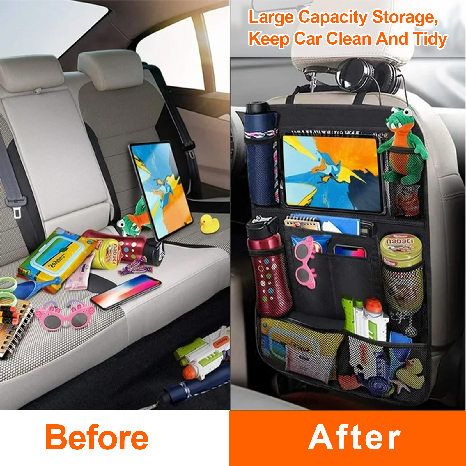 CYRICO Car Backseat Organizer, 2-Pack, with Tablet Holder photo 2