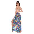 thumbnail image 3 of FORMRS Womens Long Sarong Beach Wrap Semi-Sheer Bikini Skirt Bathing Swimsuit Cover Up, Vibrant Art Leaves Pattern, 3 of 7