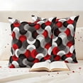 thumbnail image 2 of Outdoor Pillow Covers Pack of 2, Geometric Red Black Gray Stripes Waterproof Throw Pillowcase Cushion Cases, Mid Century Abstract Art Decorative Pillow Cover for Couch Sofa Home Bed Patio, 2 of 9