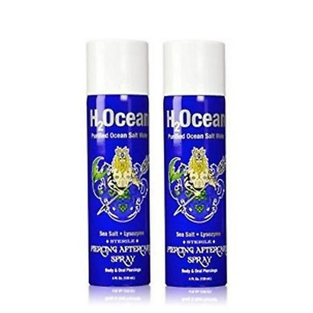 2X H2ocean Piercing Aftercare Spray For Body and Oral Piercing 4 Oz