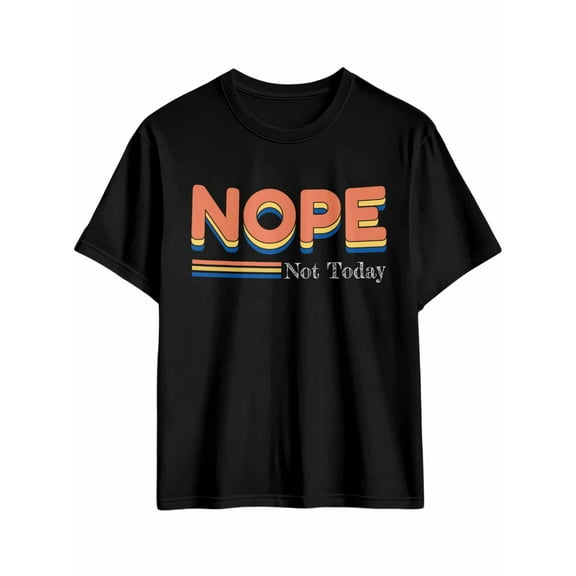 Men's T-Shirt Nope Not Today Simple Cartoon Short Sleeve Casual Tee Classic Crew Neck T-Shirt for Men, Black 4XL
