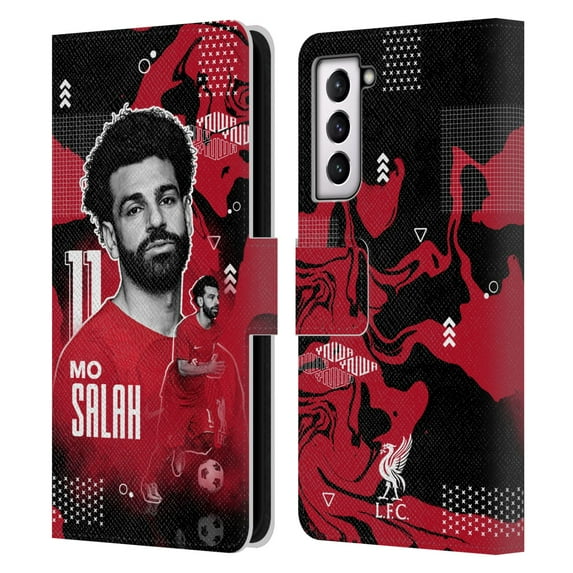 Head Case Designs Officially Licensed Liverpool Football Club 2022/23 First Team Mohamed Salah Leather Book Wallet Case Cover Compatible with Samsung Galaxy S21 5G