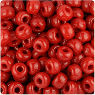 Bright Red Opaque 11mm Large Barrel Pony Beads (250pcs)