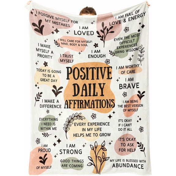 Positive Daily Affirmation Stress Relief Gifts, Blankets for Women, Motivational Inspirational Encouragement Self Care Gifts for Women, Cancer Care(50"x 60")