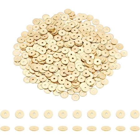 500PCS 18K Real Gold Plated Brass Spacer Beads Disc Metal Spacer Beads Brass