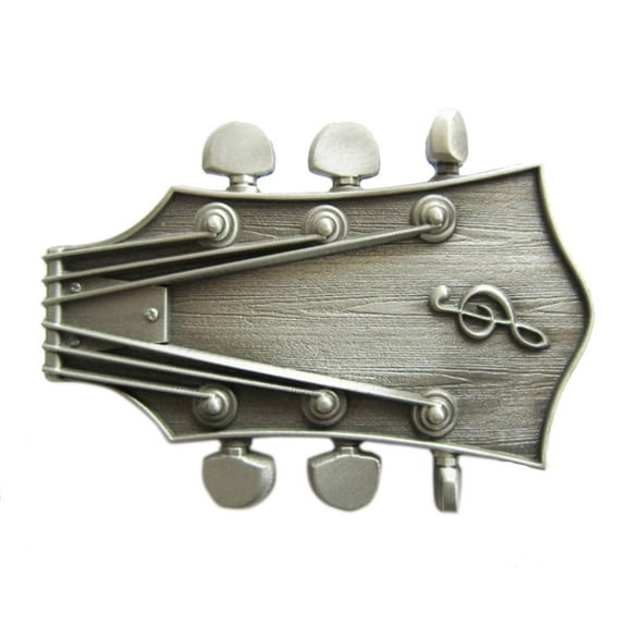Antique Silver Vintage Style Guitar Music Belt Buckle
