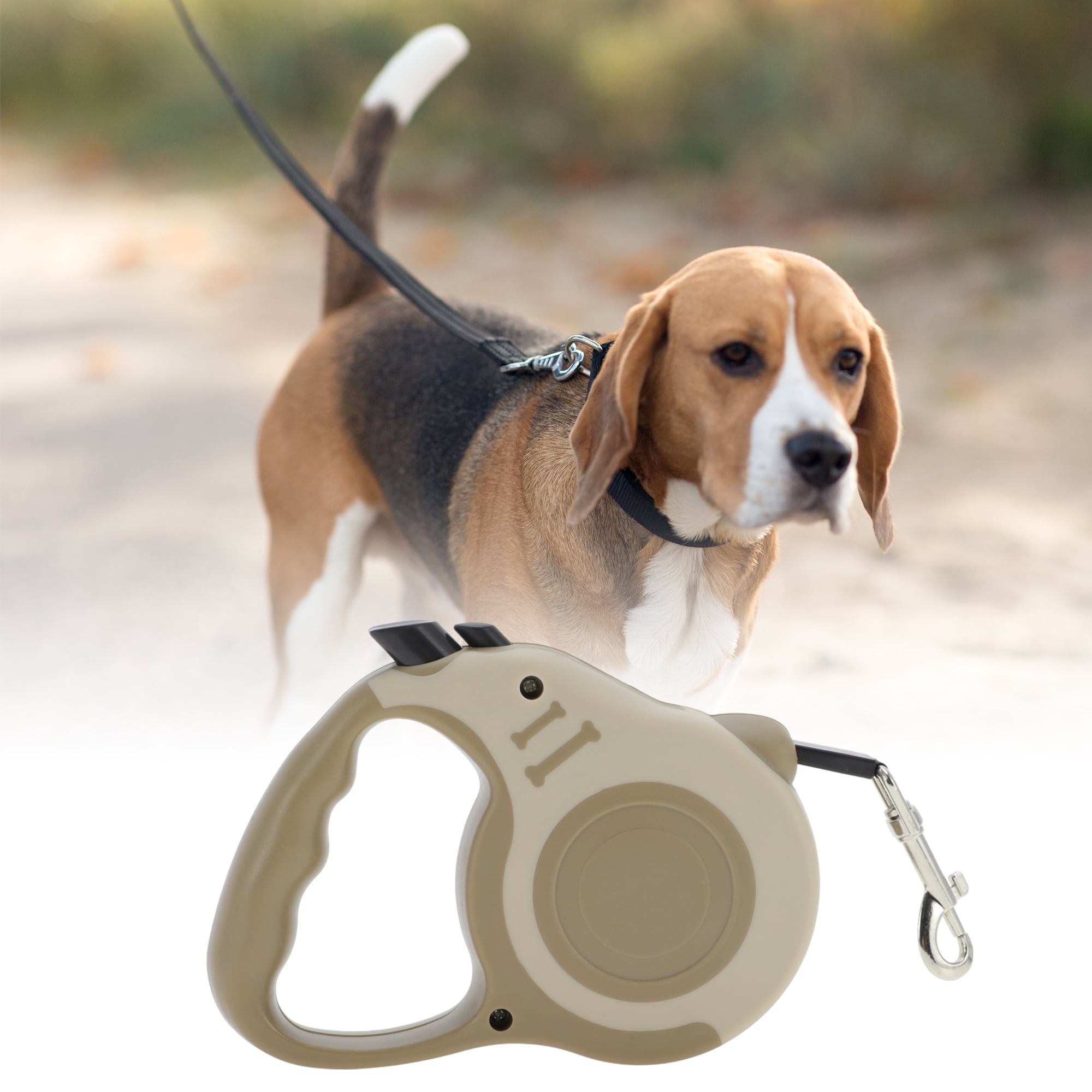 Unique Bargains Retractable Pet Leash Ergonomic Dog Leash with Handle Brown 118.11"
