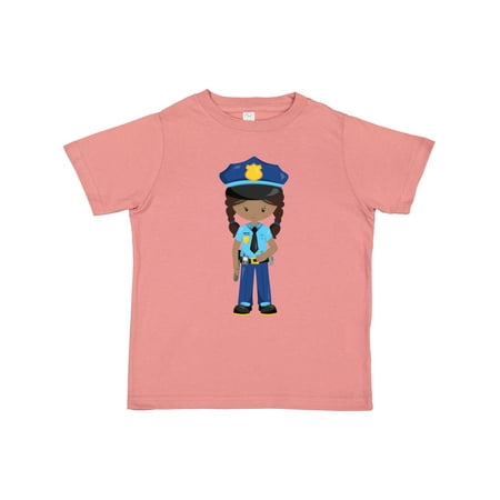 

Inktastic African American Girl Police Girl Police Officer Gift Toddler Toddler Girl T-Shirt