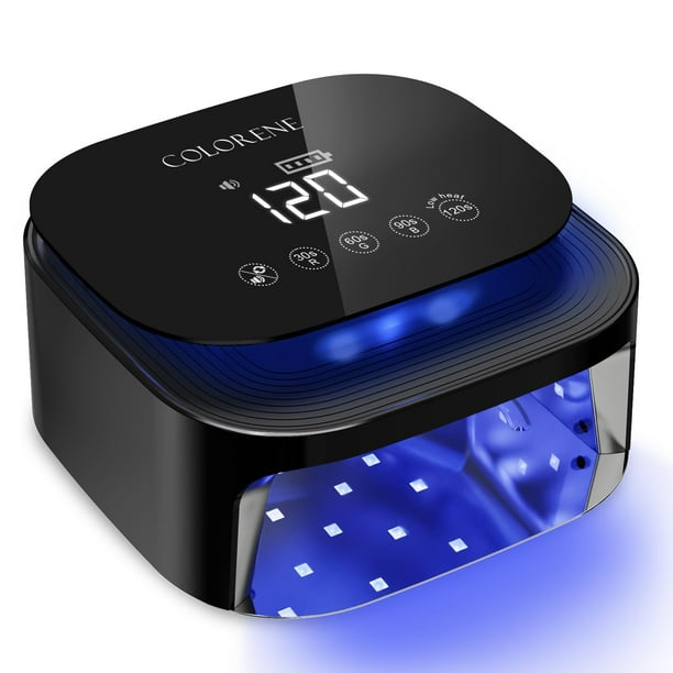 COLORENE Lámpara de uñas LED UV inalámbrica, 60 W recargable secador de uñas gel polaco luz, sensor automático inteligente pantalla LCD lámpara de uñas, portátil 30 cuentas LED luz de uñas con 4 ajust