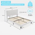 thumbnail image 3 of LUXOAK Queen Size Bed Frame, Noise Free Upholstered Bed with Wood Support, White, 3 of 7