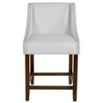 thumbnail image 6 of Emma + Oliver 24" High Walnut Counter Height Stool-White LeatherSoft Accent Nail Trim, Set of 2, 6 of 13