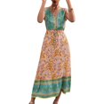 thumbnail image 1 of Vestido largo con escote en V, vestido floral para mujer Vestido floral con escote en V Vestido floral de verano para mujer Valor excepcional, 1 of 6