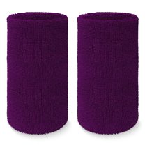 COUVER 6 inch Extra Long Thick Sports Wristband / Sweatband, PURPLE (2 Piece)