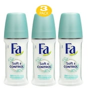 Fa Deodorant 1.7 Ounce Roll-on Soft & Control, Antiperspirant for Men & Women - 50ml (3 Pack)
