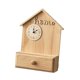 thumbnail image 2 of Reloj de pared con cajón de almacenamiento, novedoso y moderno estante de exhibición de madera montado en la pared. Caqui, 2 of 9
