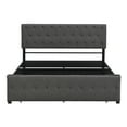thumbnail image 5 of Royard Oaktree Queen Size Platform Bed with Upholstered Headboard and Footboard Metal Bed Frame with Under-bed Big Drawer Modern Storage Bed with Slats Support, Gray, 5 of 6
