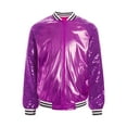 thumbnail image 3 of Miutii Girls Hip Hop Jazz Modern Dance Performance Costume Shiny Metallic Flight Jacket Zip Up Outerwear Purple 14, 3 of 7