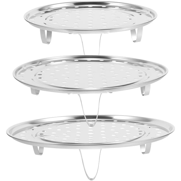 3 piezas de vaporera multifuncional de acero inoxidable con tres patas para cocina y hogar (tamaño grande, mediano y pequeño, plateado)