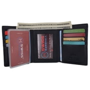 Slim Mens RFID Security Blocking Slim Trifold Credit Card ID Leather Wallet