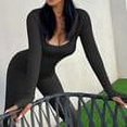 thumbnail image 3 of Mono deportivo para mujer, mono largo ajustado y ligero para yoga, Sexy, ajustado, negro, L, 3 of 6