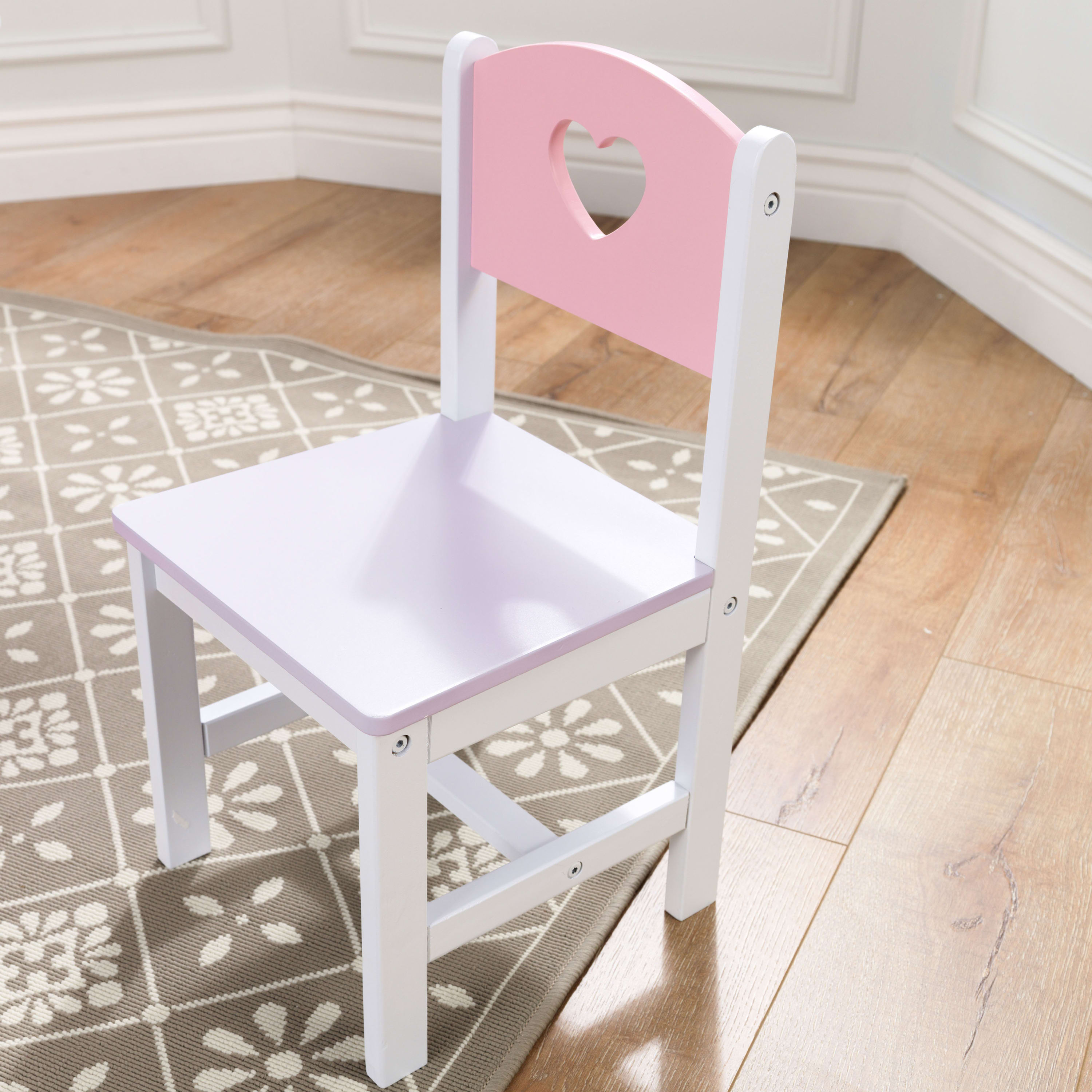 KidKraft Wooden Heart Table & Chair Set with 4 Bins, Pink, Purple & White, for Ages 3+ - image 5 of 7