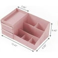 thumbnail image 4 of Makeup Organizer with Drawers - Organization and Storage Case for Cosmetics Make Up & Jewelry - Pink Makeup Organizer,Bathroom Counter for Vanity, Bathroom, College Dorm, (2 Drawer, 7 Compartment), 4 of 7