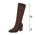 thumbnail image 5 of Womens Knee High Boots Closed Pointed Toe Chunky Heel Tall Boots Side Zipper Fall Dress Boot Shoes Brown 9(42), 5 of 9