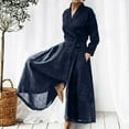 thumbnail image 3 of Tbopshirt Jumpsuits for Women Clearance,Plus Size Wide Leg Overalls,Casual Solid Long Sleeve Turn-down Collar Suit Collar Cotton Linen Romper Long Playsuit Zipper Jumpsuit,Womens Jumpsuits Pants, 3 of 6