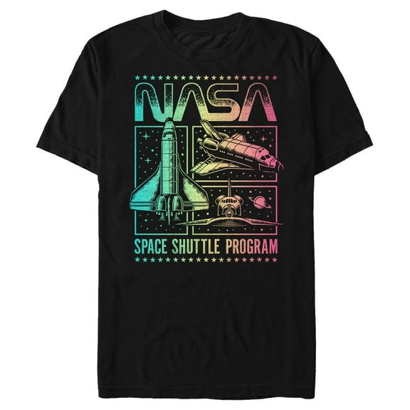 Men's NASA Rainbow Panels  Graphic Tee Black 2X Large