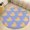 Flannel-2, variant on Yellow Ducks on Blue Background Round Area Rugs for Bedroom Living Room, 4FT Soft Comfy Indoor Circle Carpets, Floor Mat