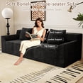 thumbnail image 6 of LUCKHAO 71" Memory Foam Loveseat Sofa, Corduroy Upholstered Cloud Couch in a Box, Small Space Boneless Sofa, No Assembly Required, Black, 6 of 8