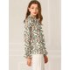 thumbnail image 4 of INSPIRE CHIC Blusa con cuello en V y lazo floral para mujer, camisa de manga larga con volantes y trompeta vintage, top Blanco verde S, 4 of 6