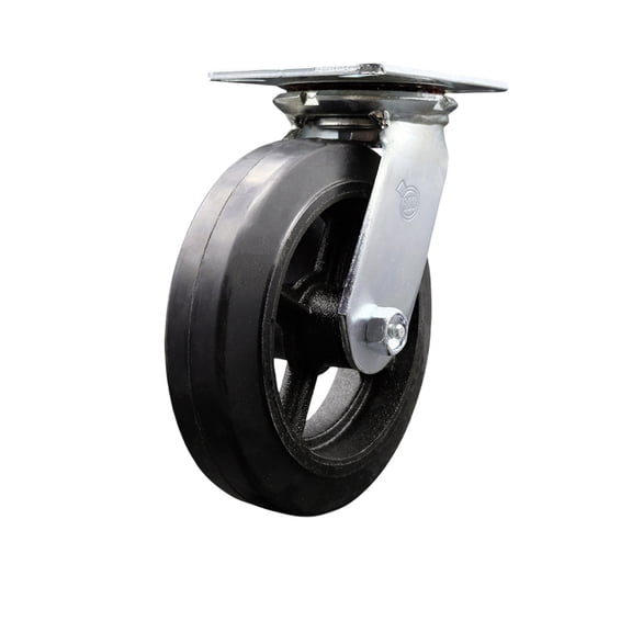 8 Inch Heavy Duty Top Plate Rubber on Steel Swivel Caster with Ball Bearing SCC