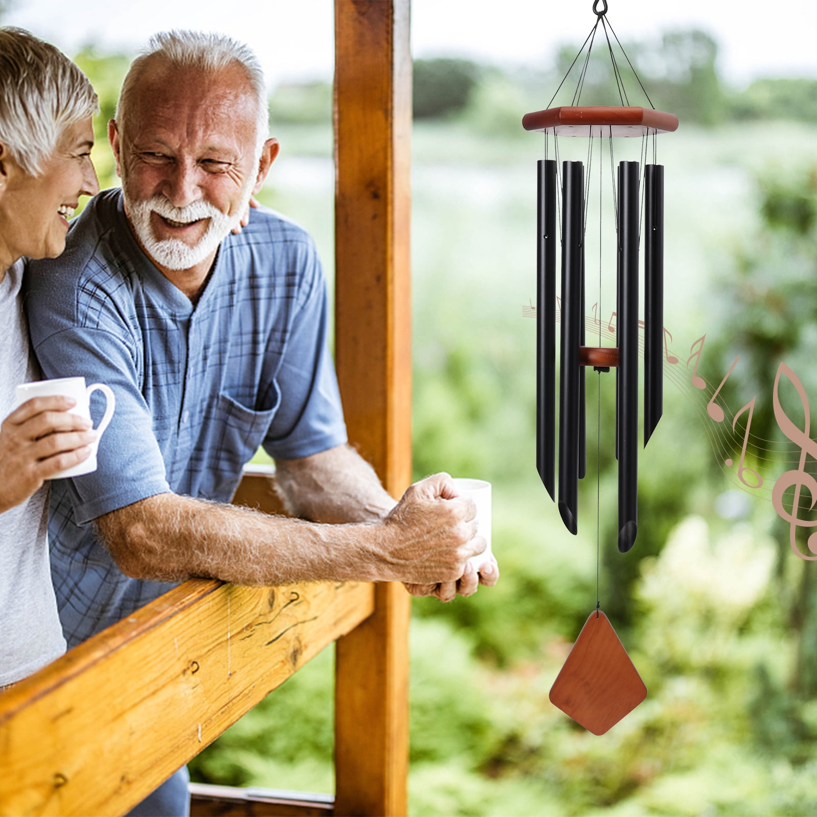 Outdoor Wind Chimes, Metal Wind Chimes, Musical Wind Chimes, Wooden Tags, Six Metal Tubes, Suitable For Courtyard Garden Lawns