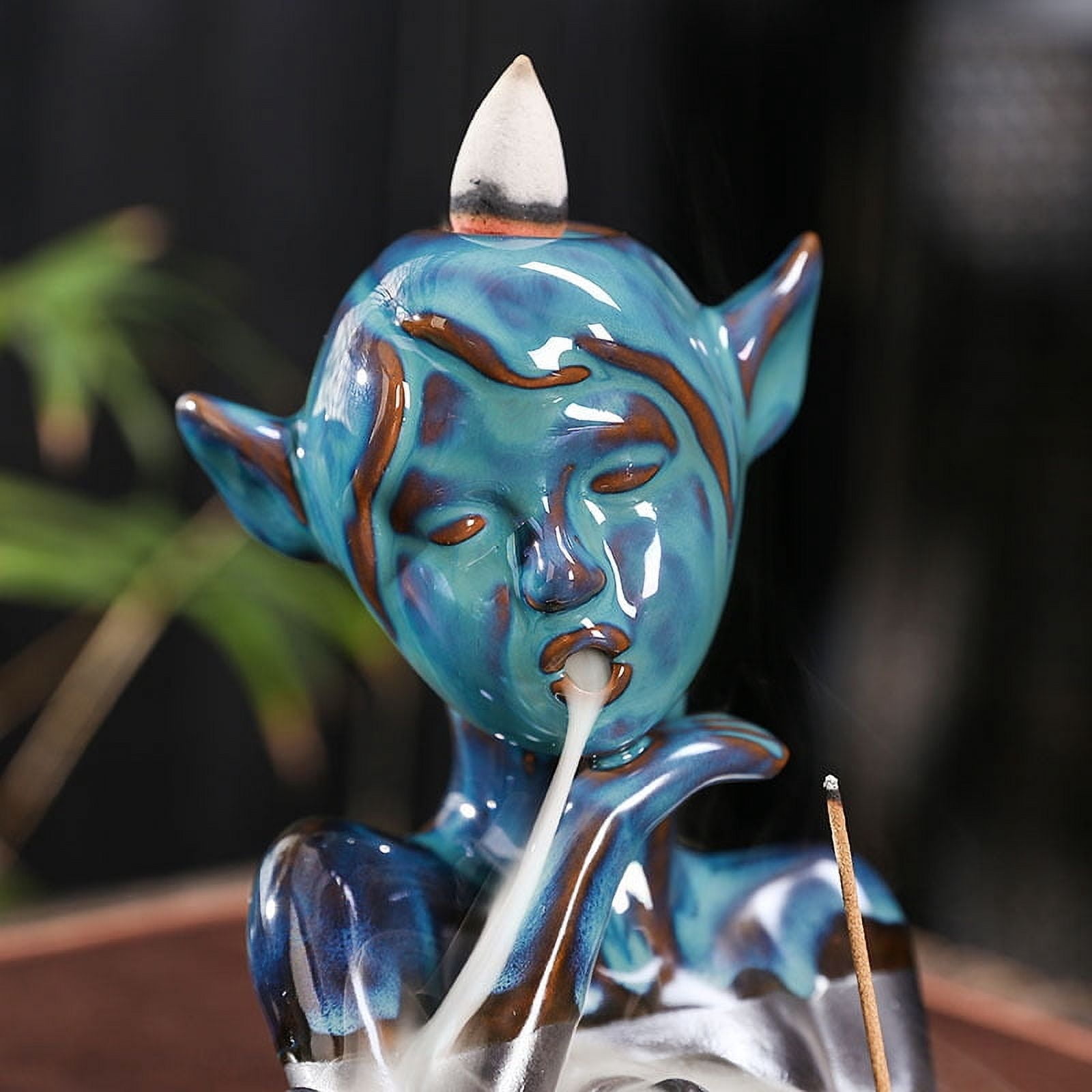 Creative Elf Incense Burner Ornaments Smoke Backflow Incense Holder Ceramic Sandalwood Burner Path Home Temple Yoga Room Home Decor