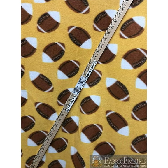 Fleece Fabric Printed *FOOTBALL YELLOW* By the Yard N-260