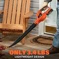 thumbnail image 4 of SOYUS Snow Blower, 21V Leaf Blower Cordless with 2x2.0Ah Battery and Charger, 150 MPH Electric Leaf Blower with Two-Speed Mode, Blowers for Lawn Care, Debris Dust Cleaning(Orange), 4 of 7