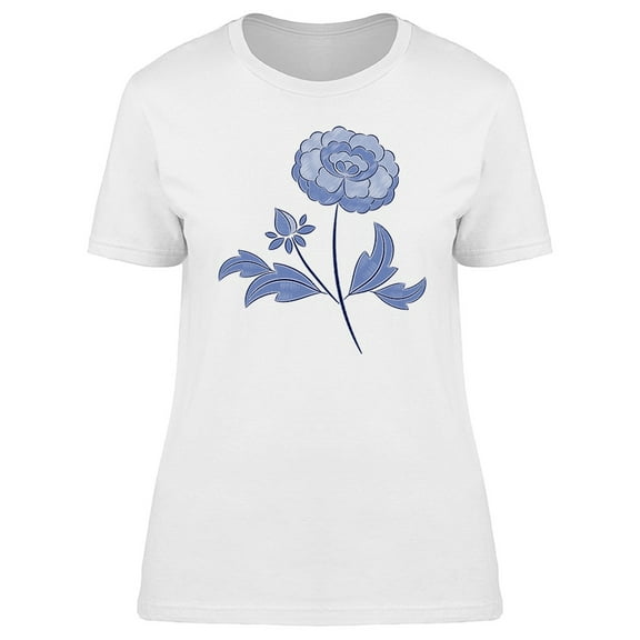 Blue Chinese Flower Doodle Tee Women's -Image by Shutterstock