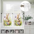 thumbnail image 5 of Kitchen Window Curtains Valance and Tier Set, Easter Rabbit Watercolor Egg Rod Pocket Tier Curtain Valance Set, Meadow Ombre Floral Butterfly Light Filtering Cafe Curtains for Bedroom Living Room, 5 of 9